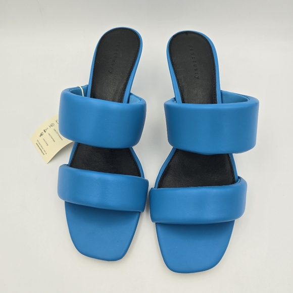 Sanctuary Likely Padded Puff Leather Slide Sandals, Blue Wire, Women's 11M, NWT! - Picture 5 of 16
